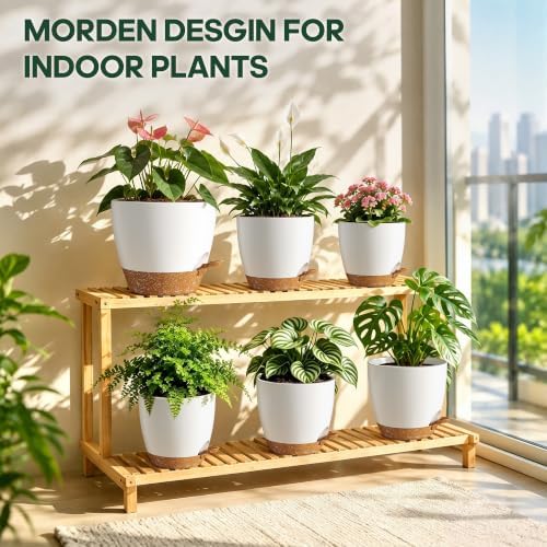 6 Size Self Watering Pots for Indoor Plants, Flower Plant Pot, White - Image 4