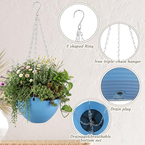 Zopeal 16 Pack 8" Blue Self Watering Hanging Planters for Plants - Image 3