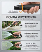 Home High Pressure Hose Nozzle with 3/4" Brass GHT Adapter,Heavy Duty Adjustable Twist Hose Nozzle Jet Sweeper Nozzles Fit Standard US/CA Garden Hose for Car & Yard Cleaning (3) - Image 5