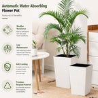 22.5'' Tall Planters for Outdoor & Indoor, Self Watering Plant Pots Set of 2 with Water Level Monitor & Drainage, Automatic Watering for Patio Garden, White - Image 2
