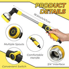 Hushee 4 Pcs Garden Watering Wand, 18.5 Inch Hose Watering Wand with 180° Rotating Head, Thumb Flow Control, 8 Spray Patterns, Garden Hose Nozzle Sprayer for Lawn, Plants, Car Wash - Image 2