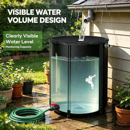 Collapsible Rain Barrel 100-Gallon, Portable PVC Rainwater Collection Tank with Spigots and Overflow Kit, Foldable Water Storage Container for Garden, Lawn and Outdoor Use - Image 3