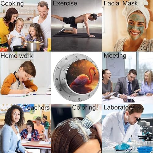 Flamingo in Water Funny Timer 60 Minute Countdown Timer Mechanical Time Management Tool for Kitchen Work - Image 5