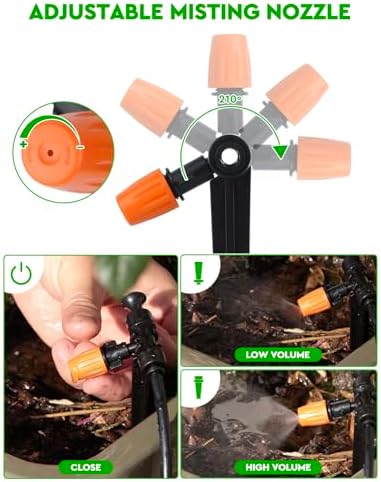 Drip Irrigation System, 40FT 1/2" Mainline & 100FT 1/4" Tubing, with Adjustable Drip Emitters Misting Sprinkler, Efficient Sprinkler System Kit for Flower Bed, Raised Bed, Greenhouse, Lawn - Image 5