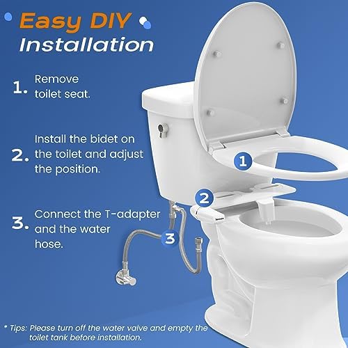 SAMODRA Ultra-Slim Hygienic Bidets Attachment for Existing Toilets - Adjustable Fresh Water Pressure Self Cleaning Nozzle Easy to Install, Rose Gold - Image 4