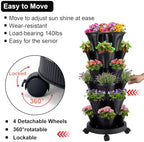 GameXcel Vertical Planter Tower - 6 Tier Stackable Garden Planters with Wheels and Garden Tool Set Plant Pots for Strawberry Herb Flower and Vegetable Indoor Outdoor Use Black - Image 4