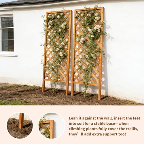 2 Pack Wood Garden Decor Trellis for Climbing Plants Outdoor - Image 6