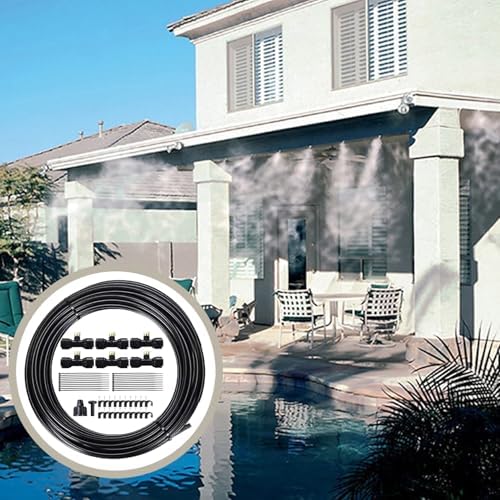 Patio Misting System, 20FT Outdoor Cooling Kit with 6 Mist Nozzles and Brass Adapter for Garden Greenhouse - Image 2