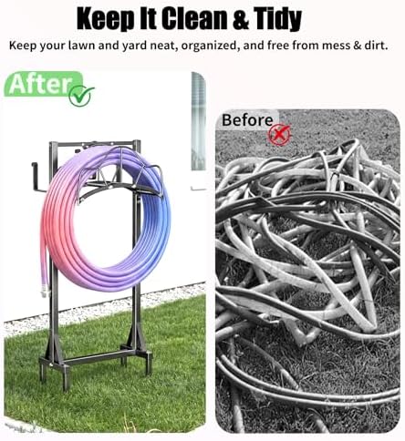 Garden Hose Holder Heavy Duty Metal Hose Stand Sturdy Freestanding Hose Hanger, Detachable Storage Rack for Outside Yard Lawn - Image 2