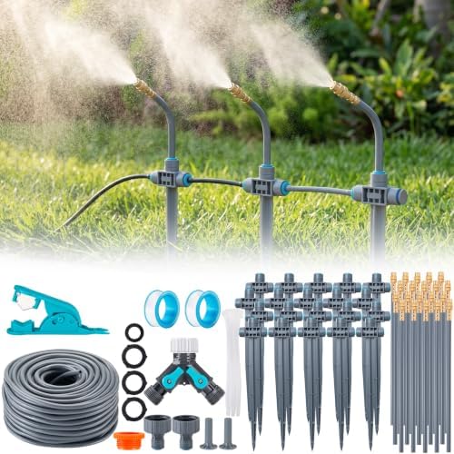 98FT 1/4" Drip Irrigation System with Stakes, 360° Adjustable Watering Kit by Unknown