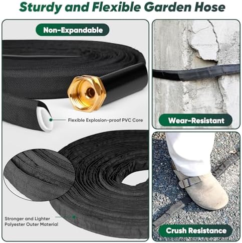 Toolasin Garden Hose 50 FT, Non-Expanding, Lightweight Water Hose with 3/4" - Image 3
