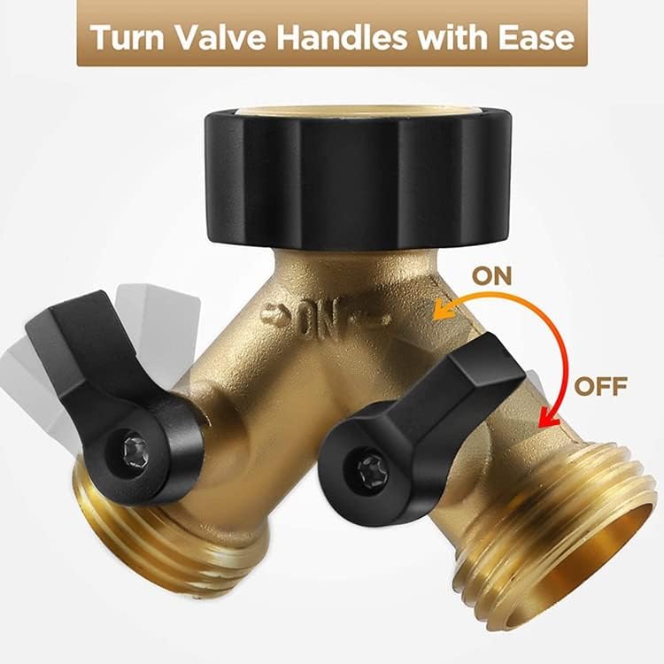 2 Way Y Valve Garden Hose Connector Splitter, Y Valve 2 Way Valve Brass Outdoor Garden Hose Adapter, Hose Splitter for Greening, Fruit Trees - Image 4