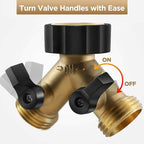 2 Way Y Valve Garden Hose Connector Splitter, Y Valve 2 Way Valve Brass Outdoor Garden Hose Adapter, Hose Splitter for Greening, Fruit Trees - Image 4