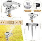 Landhoow 2 Pcs Lawn Sprinkler Heavy Duty Adjustable Pulsating Water Sprinkler Head with Spike Base Adjustable Spraying Area and Distance for Large Area Garden Lawn Yard Irrigation - Image 2