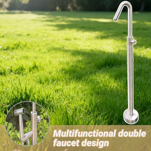 304 Stainless Steel Freestanding Vertical Garden Water Column Hose Stand with Double Faucet for Irrigation and Car Wash - Image 5