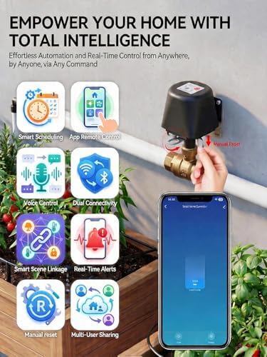 Smart WiFi Water Valve, Brass Motorized Ball Valve with Timer & App Remote Control, Alexa/Google Home Compatible, Ideal for Garden Sprinkler, Pool Filling, Greenhouse & Hydroponics, 1" NPT - Image 4