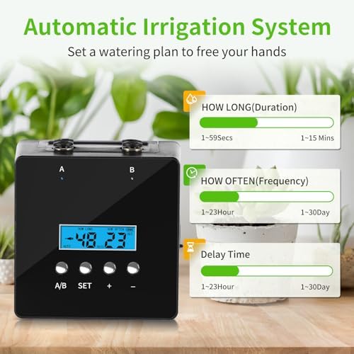 Automatic Indoor Plant Waterer, Dual Pump Drip Irrigation System with Timer, 20 Adjustable Drippers, Self Watering for Potted Plants, Easy Setup - Image 3