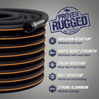 RUGGED RHINO Heavy Duty Garden Hose 75ft x 5/8in, Black and Orange - Image 2