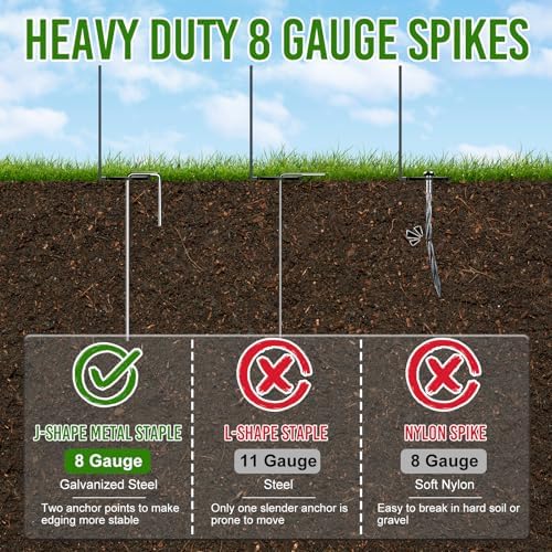 4 Inch Tall 60FT Landscape Edging with 75Pcs Metal Spikes, Plastic Garden Edging Border Landscape Edging Lawn Edging for Landscaping, Flower Bed, Paver, Yard - Image 2