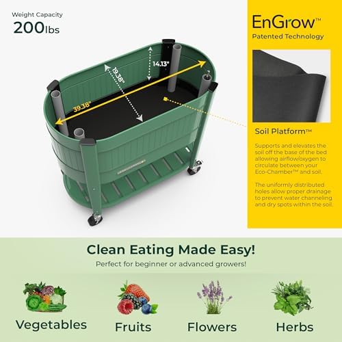Permasteel Raised Garden Bed with Legs, 40×20×37 in, Planter Box with EnGrow™ TrueSoil™ Technology for Vegetables, Flowers, Herbs, and Fruit, Outdoor Indoor, Storage Shelf, Sage - Image 7