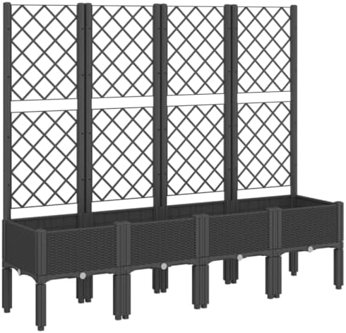 Black Garden Planter Box with Trellis 63"x15.7" Outdoor Bed by Favemtsl