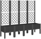 Black Garden Planter Box with Trellis 63"x15.7" Outdoor Bed by Favemtsl