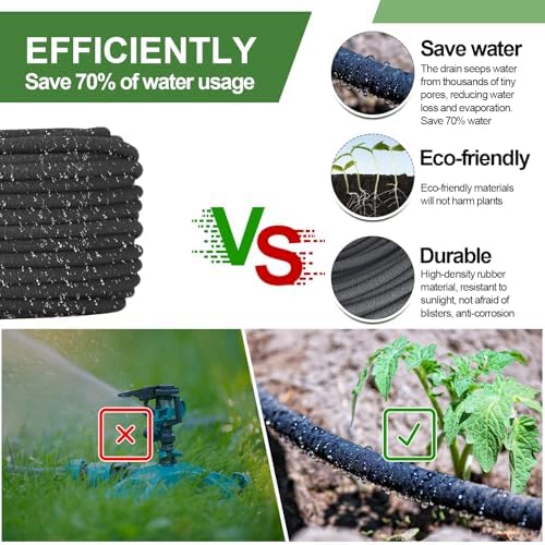 Drip Irrigation System Kit Garden Watering System 200ft 1/4 Inch Soaker Hose 100ft 1/4 Inch Drip Irrigation Tubing with Distribution Tubing and Accessories for Garden Greenhouse Patio Lawn - Image 4