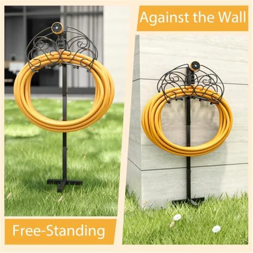 Freestanding Garden Hose Holder, Detachable Metal Hose Stand with Anchor Base, Outdoor Hose Storage Rack for Yard, Lawn, Patio, Black - Image 4