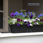 Bloem Dura Cotta Window Box Planter: 24" - Black - with Tray, Weatherproof Resin Box, Removable Tray for Indoor & Outdoor Use, Gardening, 3 Gallon Capacity - Image 2