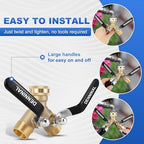 Garden Hose Splitter, Brass Hose Splitter 2 Way Heavy Duty, Leakproof Water Spigot Splitter with Stainless Steel Long Handle, Durable All-Metal Y Adapter with Shut-Off Valve, 3/4 GHT Splitter - Image 2