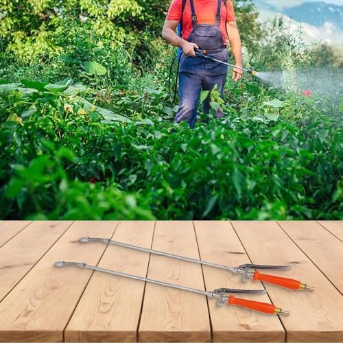 All Metal 29 Inch Sprayer Wand with Locking Handle, Stainless Steel Hose End Sprayers with 2 Brass Barbs for 3/8 and 1/4 Inch Hoses, Adjustable Mist to Stream Nozzles for Garden Irrigation(2set) - Image 2