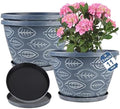 Nooulap Outdoor Flower Pots Set of 3, 11 Inch, Blue by Nooulap