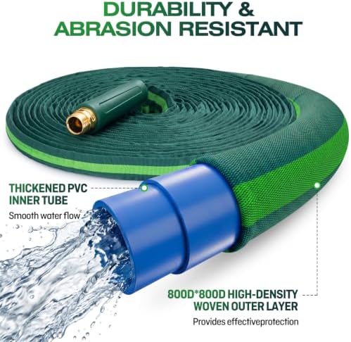 30FT Garden Hose, Ultra Lightweight All-Weather Flat Water Hose 5/8-Inch - Image 3