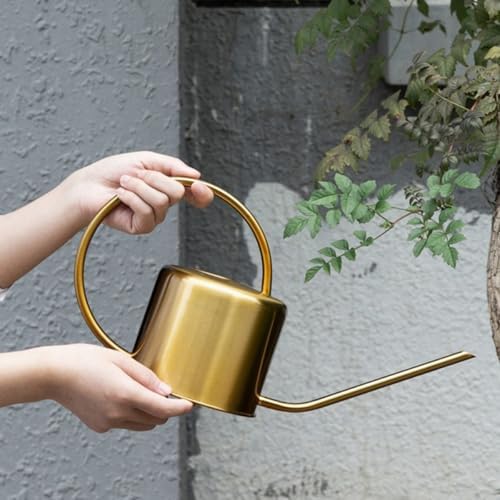 BESPORTBLE Brass Watering Can with Long Spout 1300Ml Stainless Steel Indoor Outdoor Garden Flower Sprayer Pot for Plants and Bonsai Care - Image 6