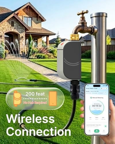 Smart Bluetooth Water Timer for Garden Hose, Heavy-Duty Brass Inlet Water Hose Timer Outdoor, Set & Forget Programmable Irrigation Controller with App, One-Button Manual Watering, IP65 Waterproof - Image 4