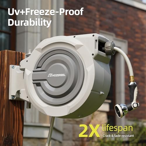 1/2" x 110FT Retractable Garden Wall Mounted Hose Reel - Image 2