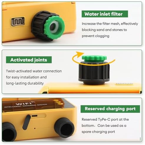 Hose Timer 2 Zone, Smart Solar Sprinkler Timer Automatic Irrigation Controller with Rain Sensing, Garden Hose Watering System for Lawns Yard - Image 2