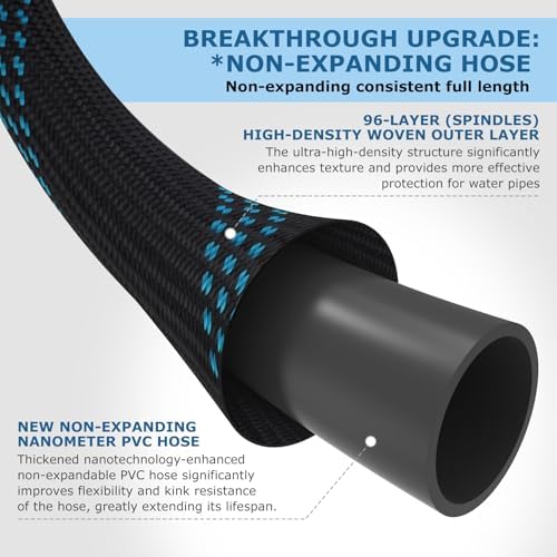 Non-Expanding Garden Hose 150 ft, Kink Free Flexible Water Hose with 10-Pattern Spray Nozzle, Lightweight Hose Pipe, Leak Proof, 3/4" Swivel Connectors, Super Fabric, Portable Storage Strap - Image 5