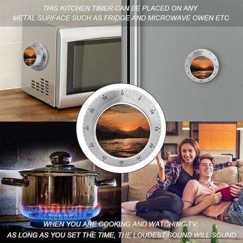 Kitchen Timers for Cooking Mountain and Water at Sunset Printed Stainless Steel Timer Mechanical Kitchen Timer for Kitchen, Study, Sports - Image 4
