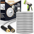 Unywarse Garden Hose 50FT Metal Water Hose with 10 Function Nozzle No-Kink by Unywarse