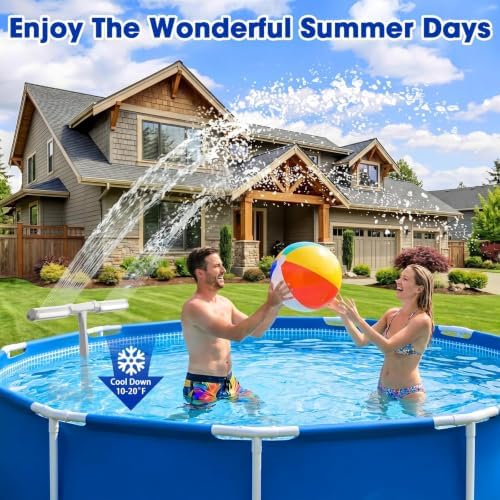 Pool Fountain for Above and Inground Pools, APP Smart Control Pool Lights with 16 Color LED Lights, Waterfall Sprinkler and Adjustable Dual Sprayer for Swimming Cooling Outdoor - Image 4