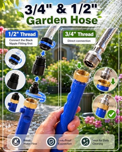 Extendable High Pressure Power Washer Wand for Garden Hose,Jet Nozzle Hydro Jet Washer Tool (17"-26" Adjustable) with Nozzles & Quick Connectors for Gutter Cleaning Car Wash Patio Lawn Watering (11) - Image 3