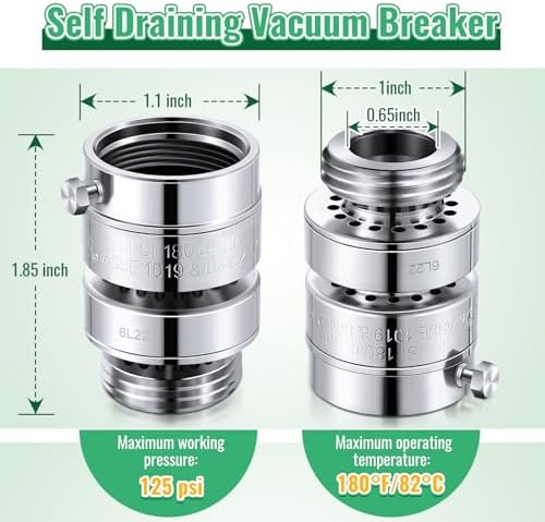 2PCS Self Draining Vacuum Breaker Compatible with PK1390 Thread Replacement - Image 2