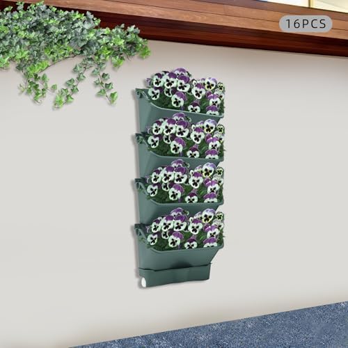 Wall Mounted Vertical Planter 20 Pots, Self Watering Wall Planter for Indoor Plants, Vertical Garden Planter with Drainage Tray & Hose, Outdoor Wall Mount Plant Pot for Balcony, Living Room, Garden - Image 4