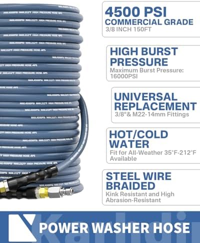 Pressure Washer Hose 150FT 3/8" Steel Wire Braided Swivel Quick Connector - Image 2