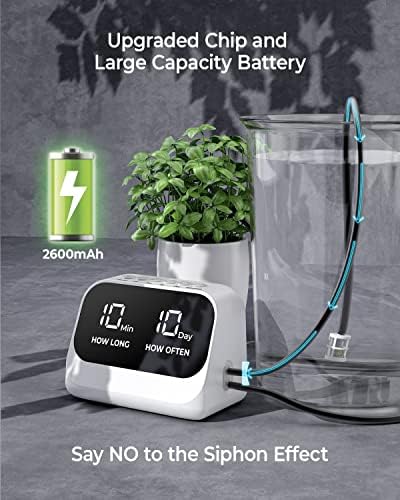 Automatic Watering System for Potted Plants, Plant Waterer, DIY Drip Irrigation Kit with Smart Timer, Waterproof LED Display & Large Capacity Battery, Precise Distribution of Water (White) - Image 4