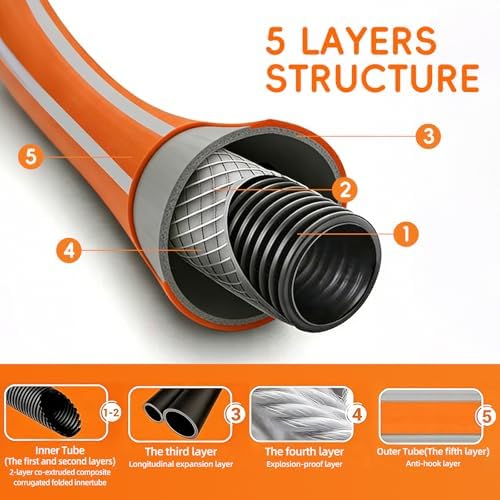 Expandable Retractable Garden Hose Brass Fittings (25ft Expanded) - Image 5