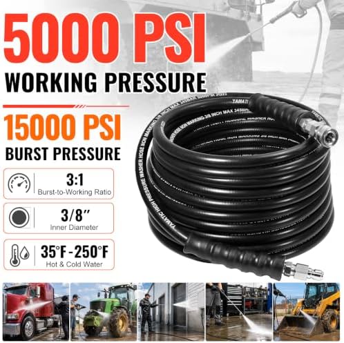 YAMATIC 3/8 Inch Pressure Washer Hose, 5000 PSI, 100 FT - Image 2