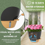 ZMTECH 12 Inch Large Self Watering Hanging Planters for Indoor Outdoor Plants - Water Level Indicator & Removable 60 Oz Reservoir, 1 Pack Plastic Hanging Basket for Window Porch Garden Balcony, Black - Image 4