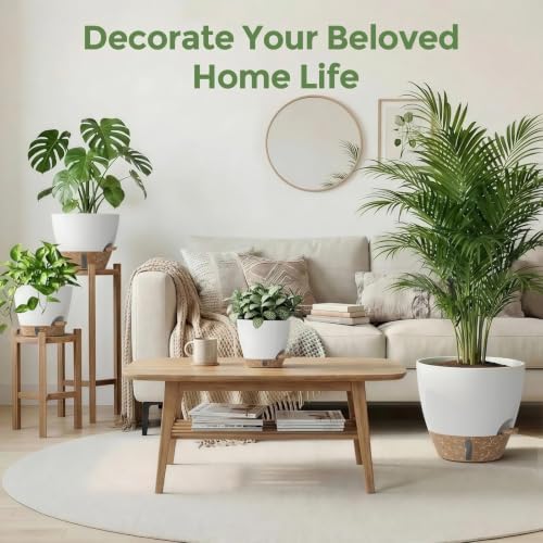 Plant Pots, 12" 10" 6" 8" Inch Self Watering Pots with Water Level Indicator, Set of 5 Flower Pots Indoor with Drainage Holes, Modern Planters for Indoor Outdoor Plants, Room & Office Décor - Image 5